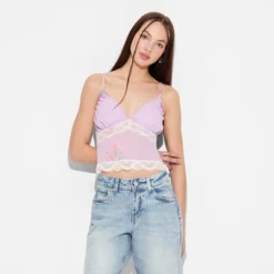 Women's Lace Trim Tank Top - Wild Fable™ Pink Floral