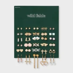 Butterfly Bows And Boots Multi Earring Set 30pc - Wild Fable⢠Gold