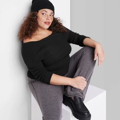 Women's Fitted Off The Shoulder Sweater Top - Wild Fable™ - Image 3