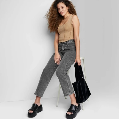 Women's Super-High Rise Straight Jeans - Wild Fable™ Black Wash - Image 3