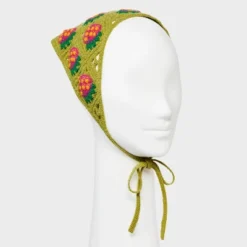 Knitted Strawberry Headscarf - Wild Fable⢠Green: Acrylic Hair Wrap For Styling & Securing