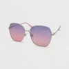 Women's Metal Square Oversized Sunglasses - Wild Fable™ Silver