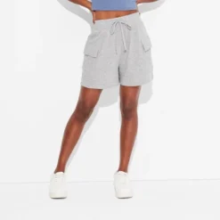 Women's Mid-Rise Cargo Sweat Shorts - Wild Fable™