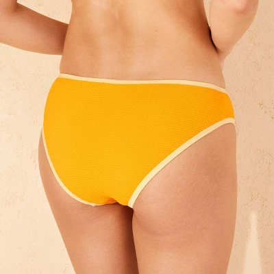 Women's Pucker Textured Contrast Binding Low-Rise Medium Coverage Bikini Bottom - Wild Fable™