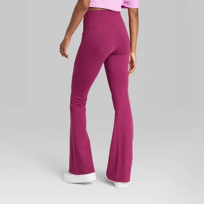 Women's High-Waisted Slim Fit Flare Leggings - Wild Fable™ Burgundy - Image 2