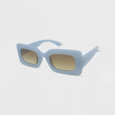 Women's Milky Plastic Rectangle Sunglasses - Wild Fable™ Blue