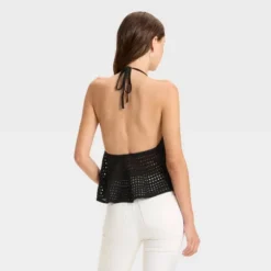 Women's Openwork Peplum Halter Pullover Sweater - Wild Fable™