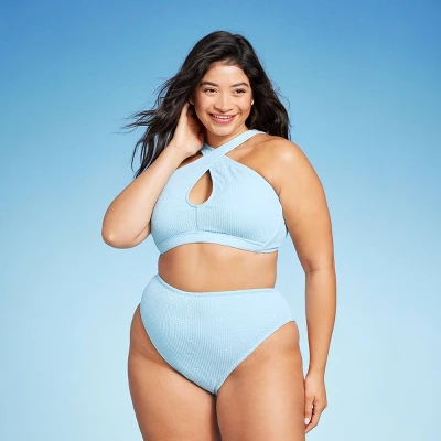 Women's Cross Front Pucker Textured Halter Bikini Top - Wild Fable™ - Image 9