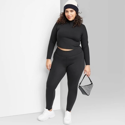 Women's High-Waisted Slim Fit Skinny Synthetic Leggings - Wild Fable™ - Image 3