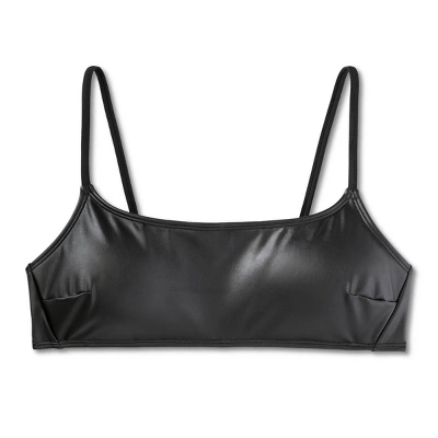 Women's Faux Leather Bralette Bikini Top - Wild Fable™ Black - Image 5