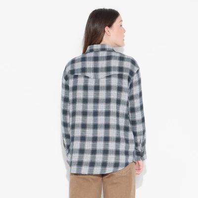 Women's Oversized Long Sleeve Collared Flannel Shirt - Wild Fable™ - Image 2