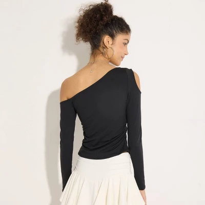 Women's One-Shoulder Long Sleeve Knit Top - Wild Fable™ - Image 2