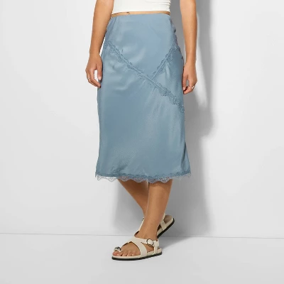 Women's Lace Trim Midi A-Line Skirt - Wild Fable™