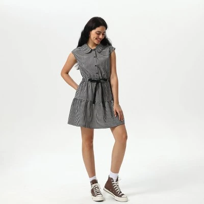 Women's Mini Cap Sleeve Elastic Waistband Mini Dress - Wild Fable™ Black Gingham - Image 2