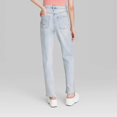 Women's Super-High Rise Distressed Straight Jeans - Wild Fable™ Light Wash - Image 2
