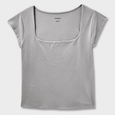 Women's Slim Fit Short Sleeve Square Neck T-Shirt - Wild Fable™ - Image 3