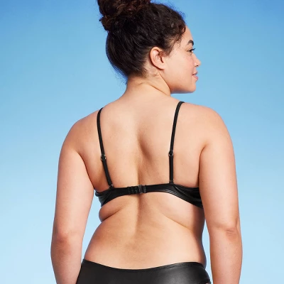 Women's Faux Leather Bralette Bikini Top - Wild Fable™ Black - Image 4