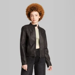 Women's Faux Leather Racing Jacket - Wild Fableā¢