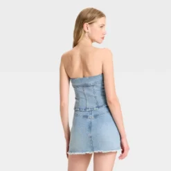 Women's Zip-Front Denim Tube Top - Wild Fable™