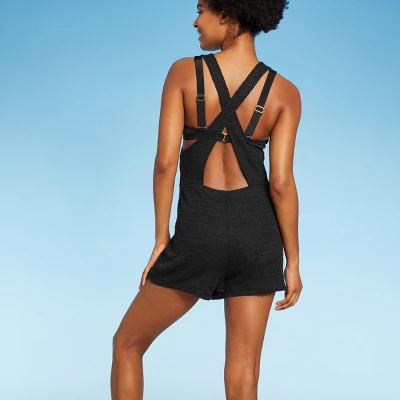 Women's Crochet Cover Up Romper - Wild Fable™ Black - Image 3