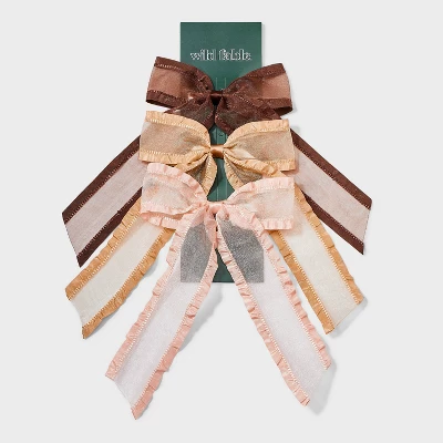 Organza Bow Pelican Hair Clip Set 3pc - Wild Fable™ Brown/Cream