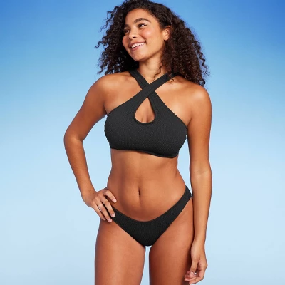 Women's Cross Front Pucker Textured Halter Bikini Top - Wild Fable™ - Image 7