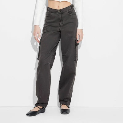 Women's Mid-Rise Barrel Cargo Pants - Wild Fable™
