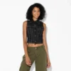 Women's Sleeveless Cropped Denim Trucker Vest - Wild Fable™