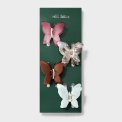 Butterfly Claw Hair Clip Set 4pc - Wild Fable⢠Brown/Pink/Silver