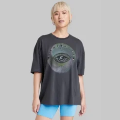 Women's Oversized Eye Graphic T-Shirt - Wild Fable⢠Black