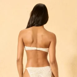 Women's Reversible Lace Tie-Front Bandeau Bikini Top - Wild Fable™ Cream