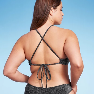 Women's High Next Halter Bralette Bikini Top - Wild Fable™ Black Lurex - Image 4