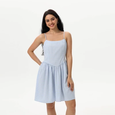 Women's Backless Mini Dress - Wild Fable™ Blue Gingham - Image 5