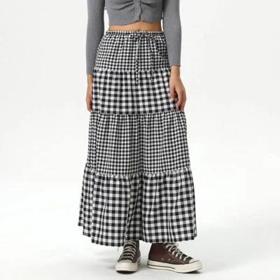 Women's Elastic Waistband Maxi Skirt - Wild Fable™ Black Gingham - Image 5