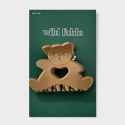 Acrylic Teddy Bear With Heart Claw Hair Clip - Wild Fable⢠Ivory