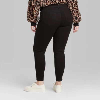 Women's Super-High Rise Distressed Skinny Jeans - Wild Fable™ Black - Image 5