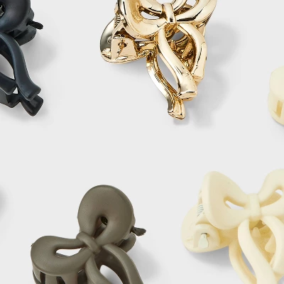 Mini Bow Claw Hair Clip Set 10pc - Wild Fable™ Cream/Black/Silver - Image 2