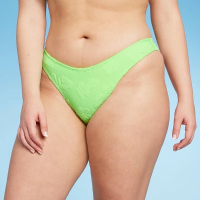 Women's Terry Textured High Leg Cheeky Bikini Bottom - Wild Fable™ Green - Image 7