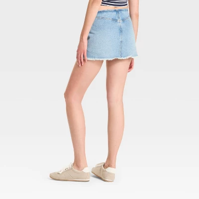 Women's Low-Rise Zip-Front Denim Mini Skort - Wild Fable™