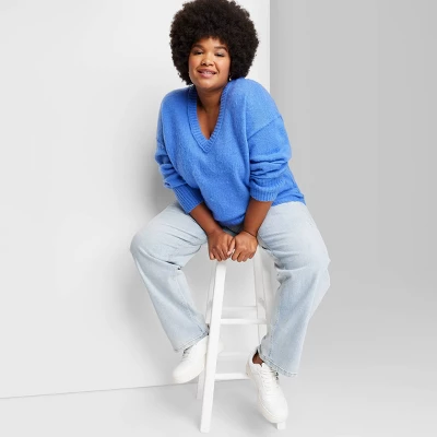 Women's V-Neck Fuzzy Oversized Pullover Sweater - Wild Fable™ - Image 4