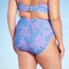 Women's Paisley Print High Waist Medium Coverage High Leg Bikini Bottom - Wild Fable™ Blue/Pink