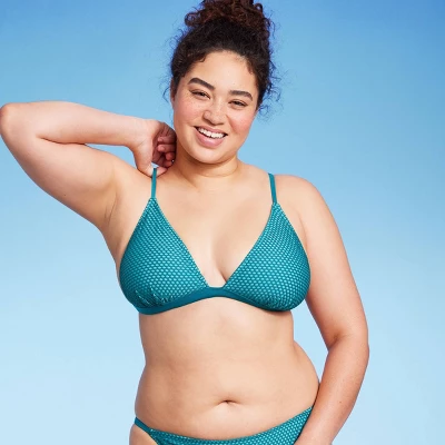 Women's Crochet Overlay Triangle Bikini Top - Wild Fable™ Blue - Image 3