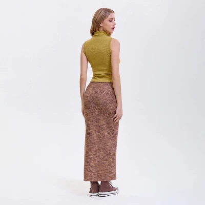 Women's Side Slit Maxi Pencil Skirt - Wild Fable™ Brown - Image 3