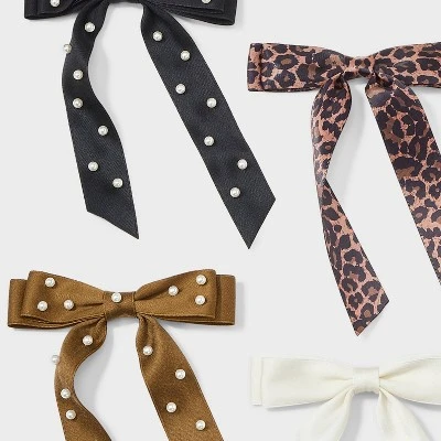 Ribbon Pearls Salon Hair Clip Set 5pc - Wild Fable™ Black/White/Yellow - Image 2