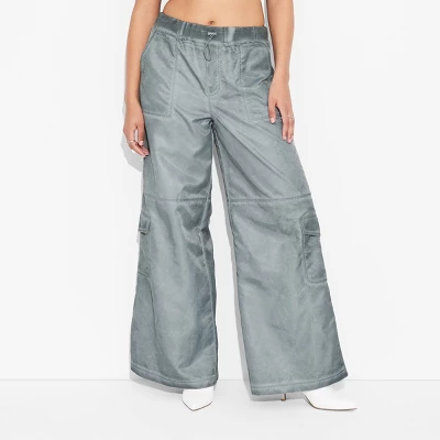 Women's Mid-Rise Wide Leg Cargo Pants - Wild Fable™ Light Teal Blue