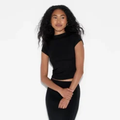 Women's Slim Fit Short Sleeve Mock Turtleneck T-Shirt - Wild Fableā¢