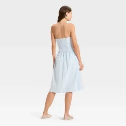 Women's Ruched Poplin Midi Tube Dress - Wild Fableā¢