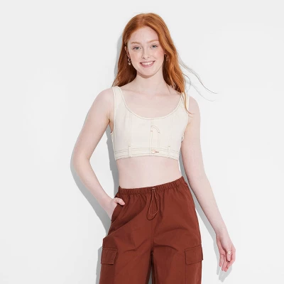 Women's Scoop Neck Reworked Denim Tiny Vest - Wild Fable™