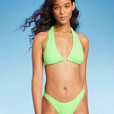 Women's Terry Textured U-Neck Multi-Way Bralette Bikini Top - Wild Fable™ Tropical Green - Image 3