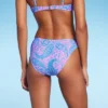 Women's Paisley Print Low-Rise Cheeky High Leg Bikini Bottom - Wild Fable™ Blue/Pink